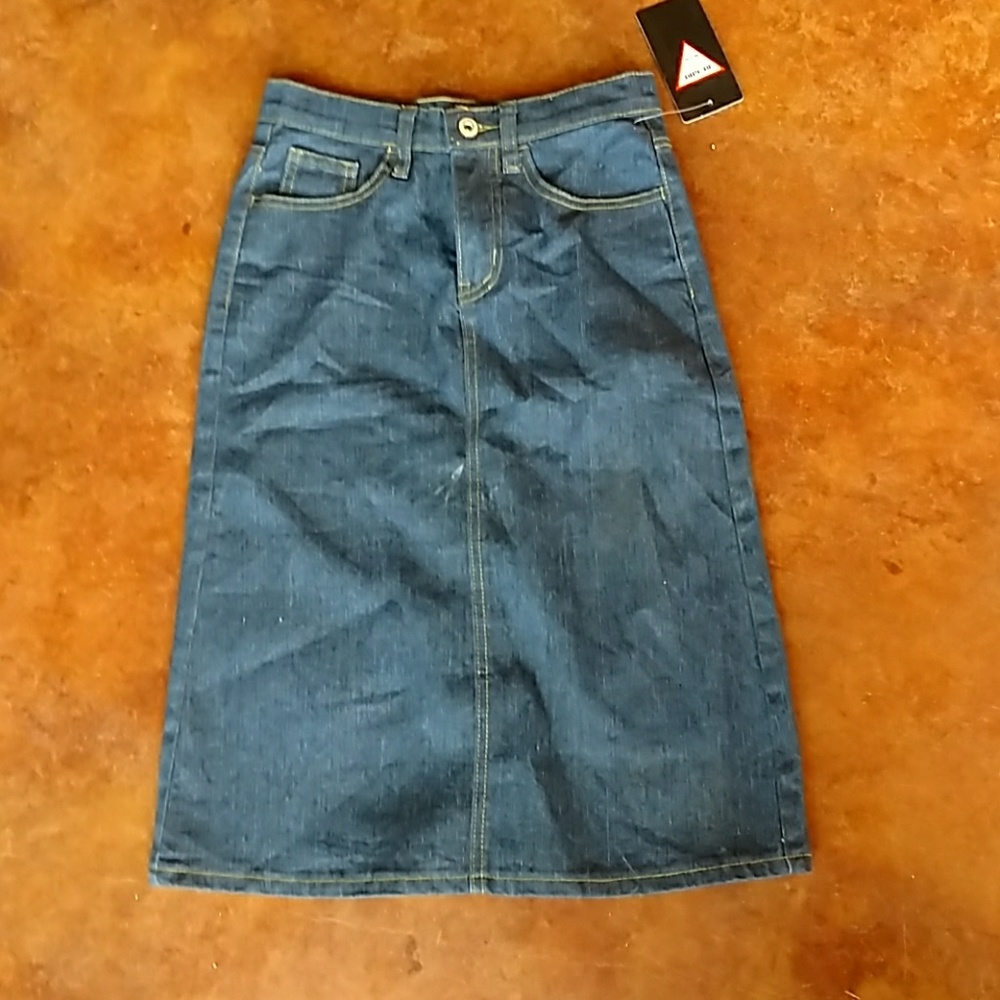 Mid Length Denim Skirt
